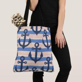 Bolso De Tela Blush Rosa Ancla Náutica Costera