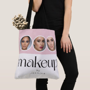 Bolso De Tela Blush Rosa Blanco 3 Foto MUA Artista de Maquillaje