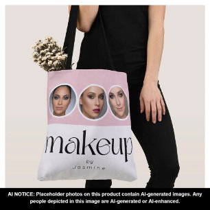 Bolso De Tela Blush Rosa Blanco 3 Foto MUA Artista de Maquillaje