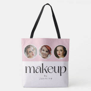 Bolso De Tela Blush Rosa Blanco 3 Foto MUA Artista de Maquillaje