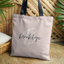 Bolso De Tela Blush Rosa Gris Blanco Monograma