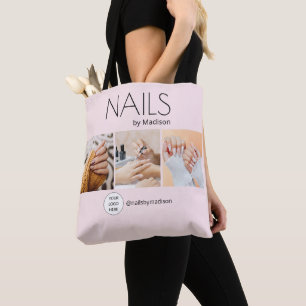 Bolso De Tela Blush Rosa Negro Moderno Minimalista Uñas 3 Foto