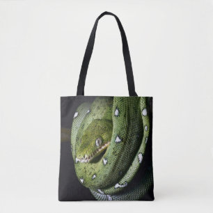 Bolso De Tela Boa esmeralda de la serpiente verde del árbol en