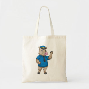 Bolso De Tela Boar como oficial de policía con gorra de policía