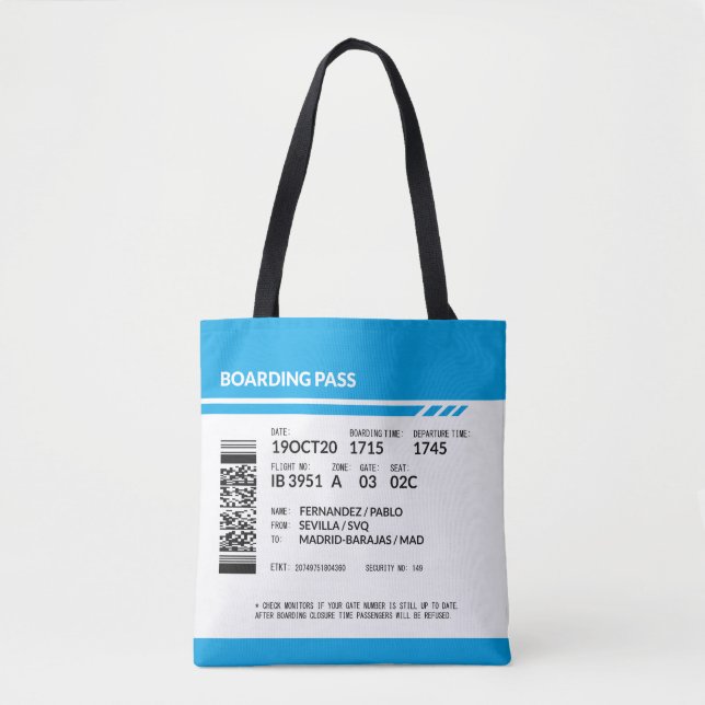 Bolso De Tela Boarding Pass (blue) (Anverso)