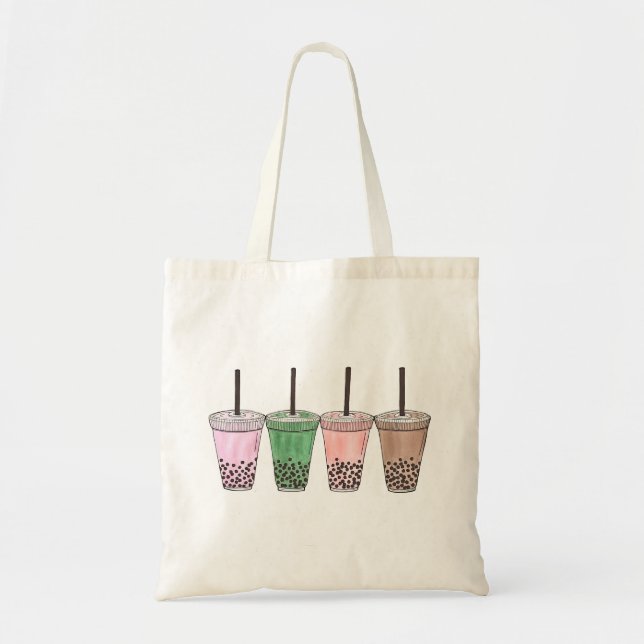 Bolso De Tela Boba Bubble Tapioca Pearl Milk Tea Bebe Foodie (Frente)