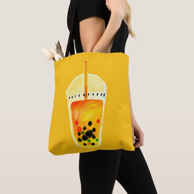 Bolso De Tela Boba Bubble tea tea art ilustracion (Detalle)