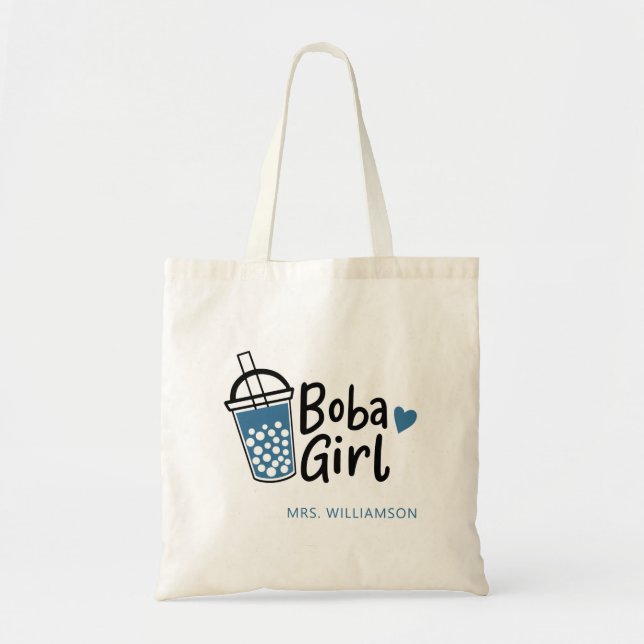 Bolso De Tela Boba Chica Bubble Tea Lover Personalizado (Frente)