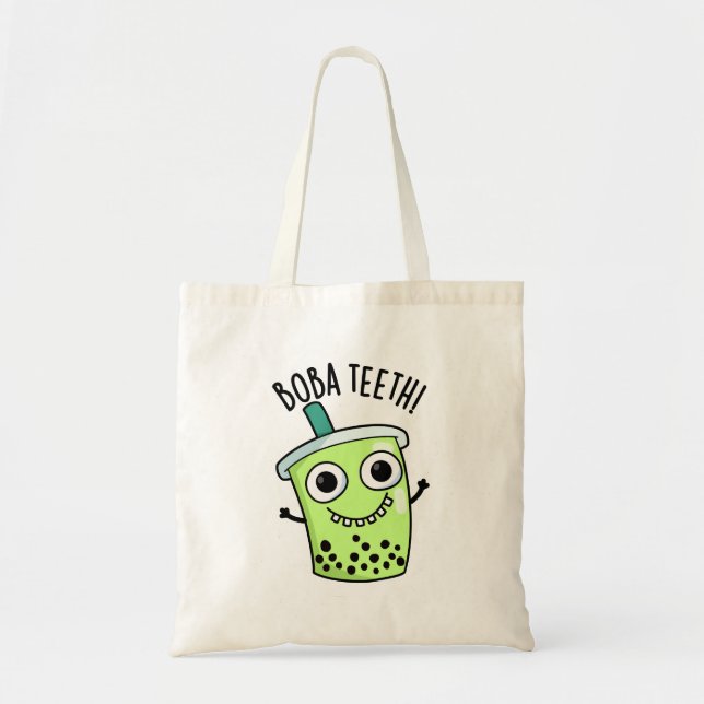 Bolso De Tela Boba Teeth Funny Boba Tea Pun (Frente)