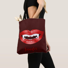 Bolso De Tela Boca De Vampiro De Los Labios Rojos Ilustrada Y No