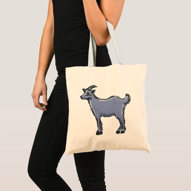 Bolso De Tela Boceto de cabra gris animal de granja rústica (Subido por el creador)