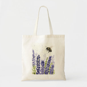 Bolso De Tela Bocina de lavanda insecto acuarela Flores hierbas