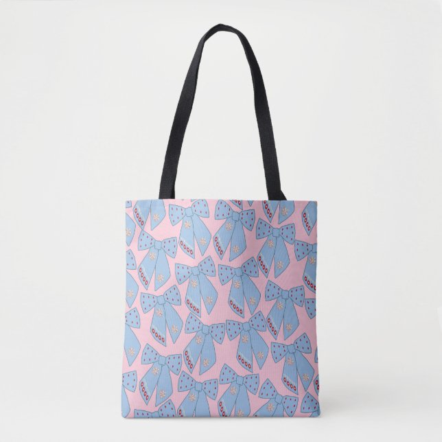 Bolso De Tela Bocos De Color Rosa Y Azul (Anverso)