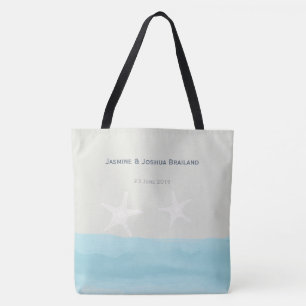 Bolso De Tela Boda acuática azul acuática starfish beach