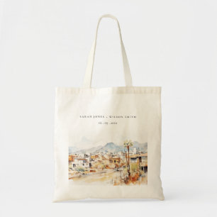 Bolso De Tela Boda al aguarela del paisaje de Tucson, Arizona