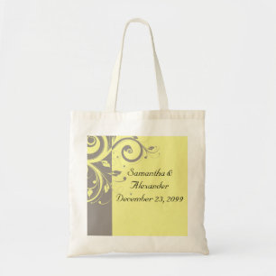 Bolso De Tela Boda amarilla y gris moderna del remolino