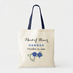 Bolso De Tela Boda azul de la tipografía moderna de honor