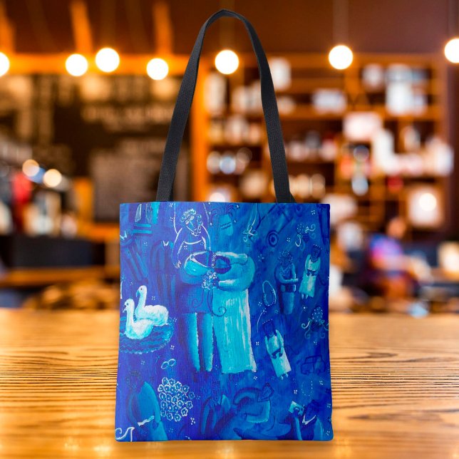 Bolso De Tela Boda azul pintando arte contemporáneo (Subido por el creador)