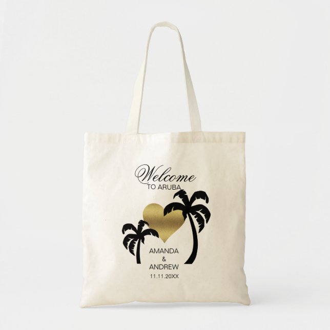 Bolso De Tela Boda Bag Palm Trees Heart (Frente)