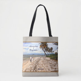 Bolso De Tela Boda Beach Palm Tropical Destination Personalizado