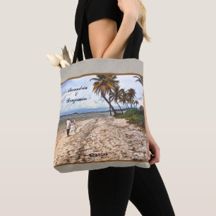 Bolso De Tela Boda Beach Palm Tropical Destination Personalizado