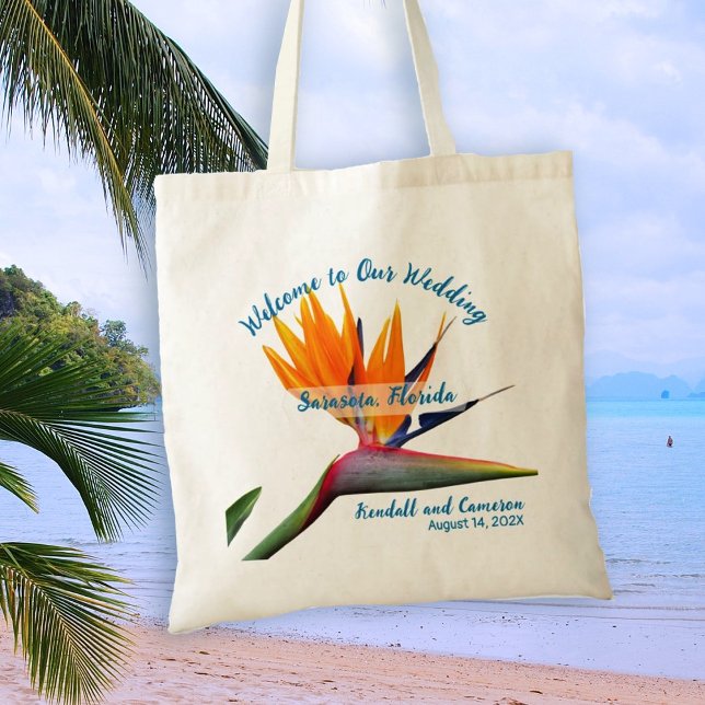 Bolso De Tela Boda Bienvenida Bird-of-paradise Personalizada (Subido por el creador)