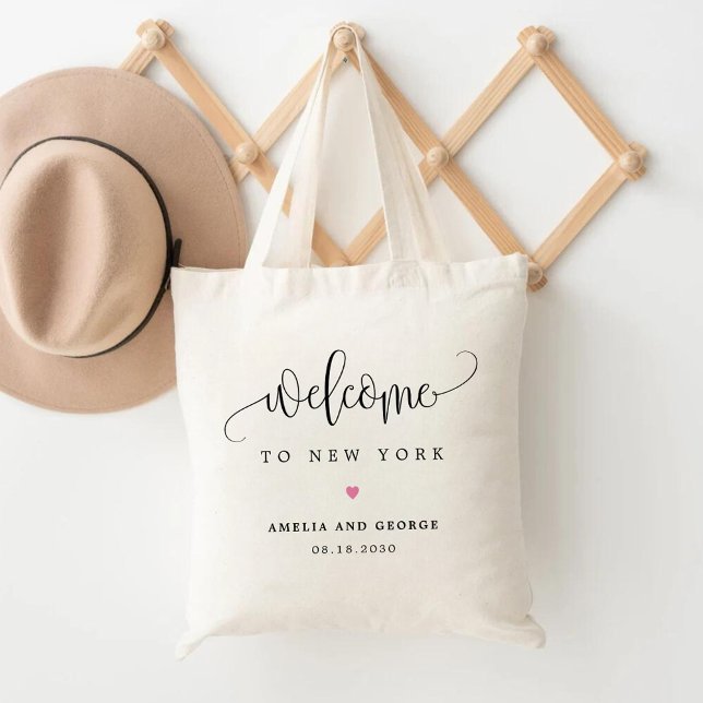 Bolso De Tela Boda Bienvenida EDITABLE COLOR Agradable Caligrafí (Subido por el creador)