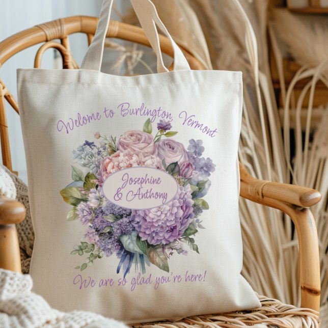 Bolso De Tela Boda Bienvenido Lavender Bouquet Personalizado (Subido por el creador)