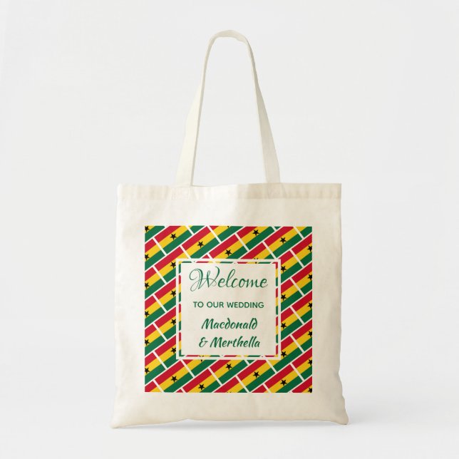 Bolso De Tela Boda Bienvenido Personalizado GHANA (Frente)