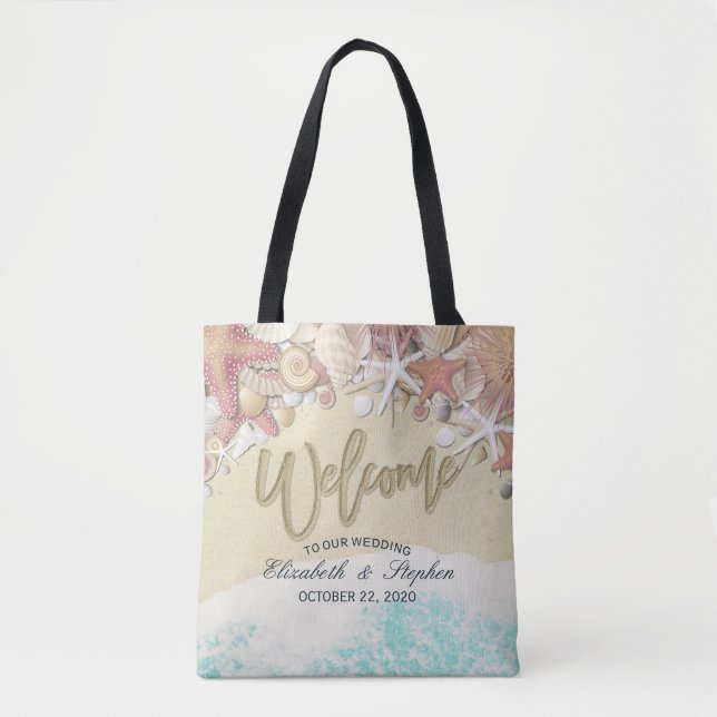 Bolso De Tela Boda Bienvenidos Verano Playa Estrella de mar (Anverso)
