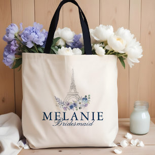 Bolso De Tela Boda blanco floral de la Torre Eiffel de París