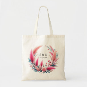 Bolso De Tela Boda Boho Chic Rosa Pampas
