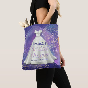 Bolso De Tela Boda Bridal Shower Gown Purple & Rosa Gold Glam