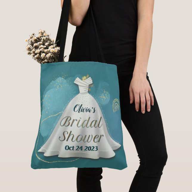 Bolso De Tela Boda Bridal Shower se bata profundo Purpurina Verd (Detalle)