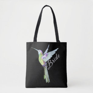 Bolso De Tela Boda Bride Guión Blanco Boho Hummingbird