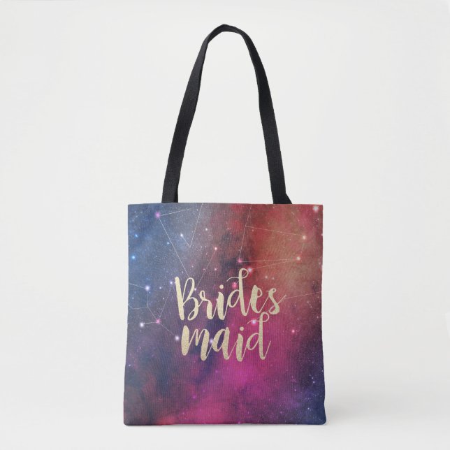 Bolso De Tela Boda Bridesmaid Stars Sky Galaxy Constellings (Anverso)