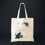 Bolso De Tela Boda Caída del Peacock Blue Burgundy Winter<br><div class="desc">Hermoso pavo real con flores Verde azuladas y azules, borgoñas, hojas verdes saladas en este otoño, otoño, artículos de boda de invierno. Parte de una colección más grande que incluye invitaciones para bodas con presupuesto, guardar las fechas, confirmaciones de asistencia, tarjetas de fotos de agradecimiento, regalos para novias y fiestas...</div>