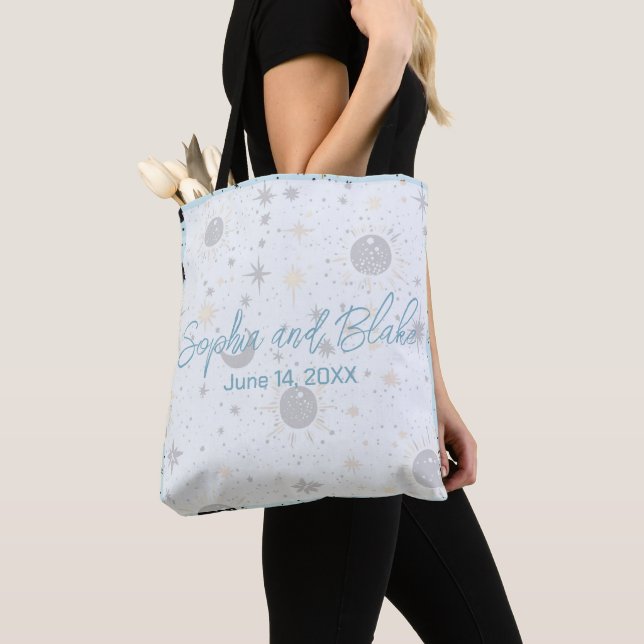 Bolso De Tela Boda Celestial de Oro Negro Azul (Detalle)