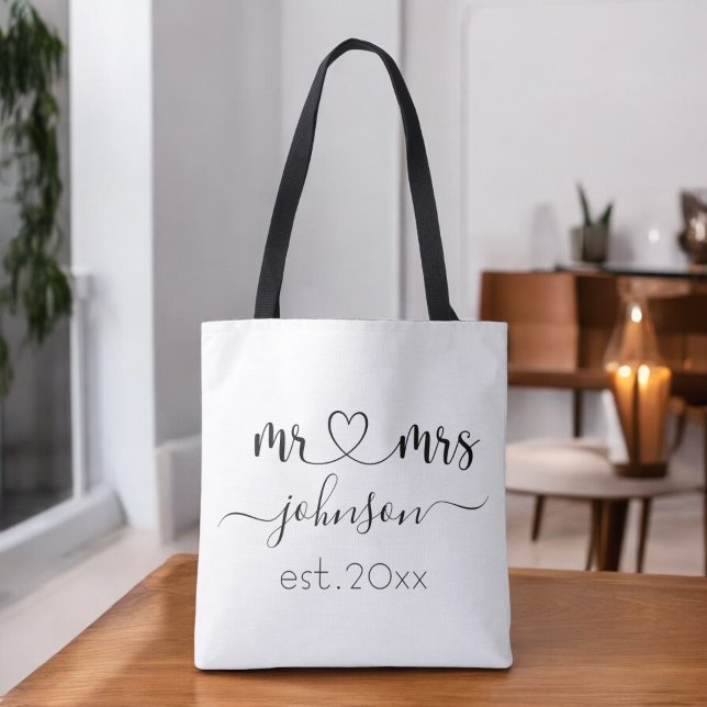 Bolso De Tela Boda Compromiso Corazón Sr. Sra. Nombre Personaliz (Subido por el creador)