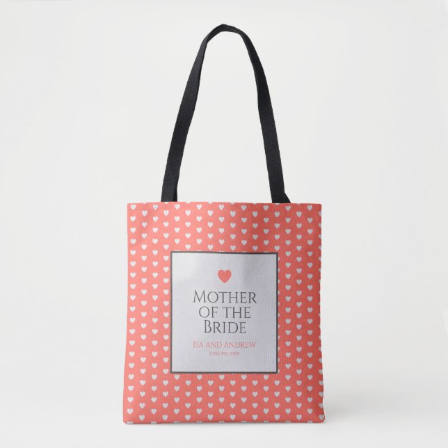 Bolso De Tela Boda Coral Heart (Anverso)