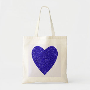 Bolso De Tela Boda Corazón Azul Purpurina