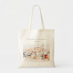 Bolso De Tela Boda de acuarela de escape de la ciudad de Texas e