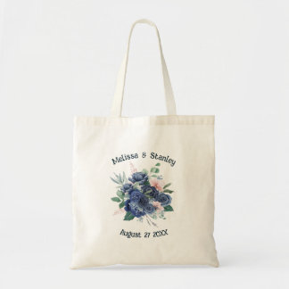 Bolso De Tela Boda de acuarela de eucalipto verde azul ruso