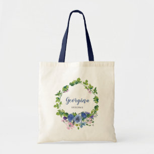 Bolso De Tela Boda de acuarela floral giratoria personalizada