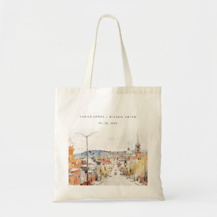 Bolso De Tela Boda de acuarela Montpelier City Scape Vermont