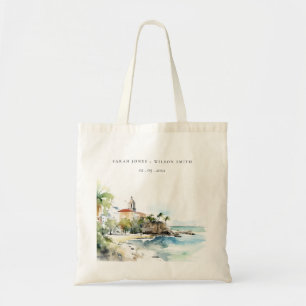 Bolso De Tela Boda de Acuarela Paisaje de San Juan Puerto Rico