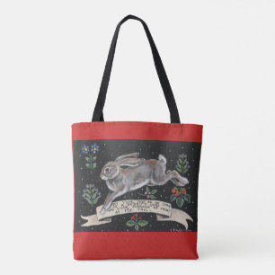 Bolso De Tela Boda de Amistad Tote de la liebre inspiradora de c