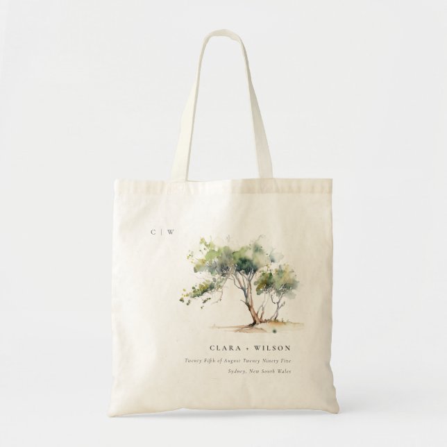 Bolso De Tela Boda de Árbol Botánico Simple Mínimo (Frente)