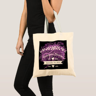 Bolso De Tela Boda de árbol de hojas de corazón púrpura radiante