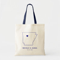 Boda de Arkansas Bienvenida Bag Tote, Mapa de Dest